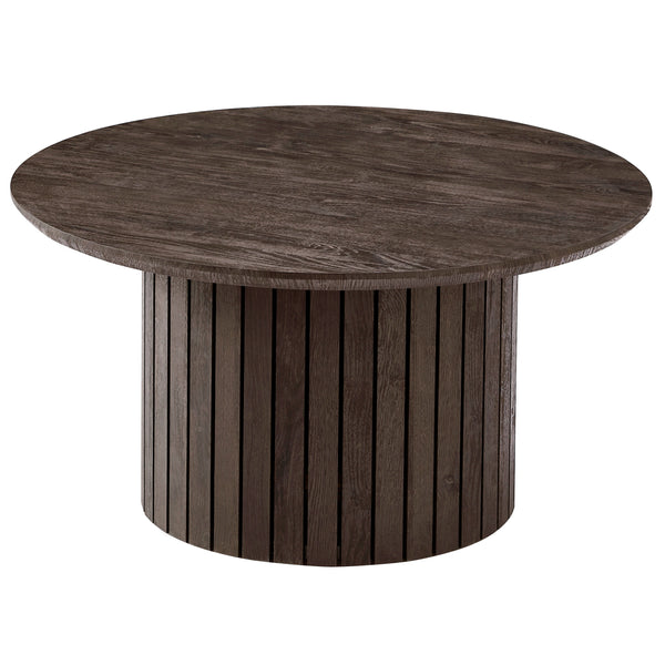 Milas ronde lamellen salontafel - Ø80 cm - Gerookt eiken met kolompoot