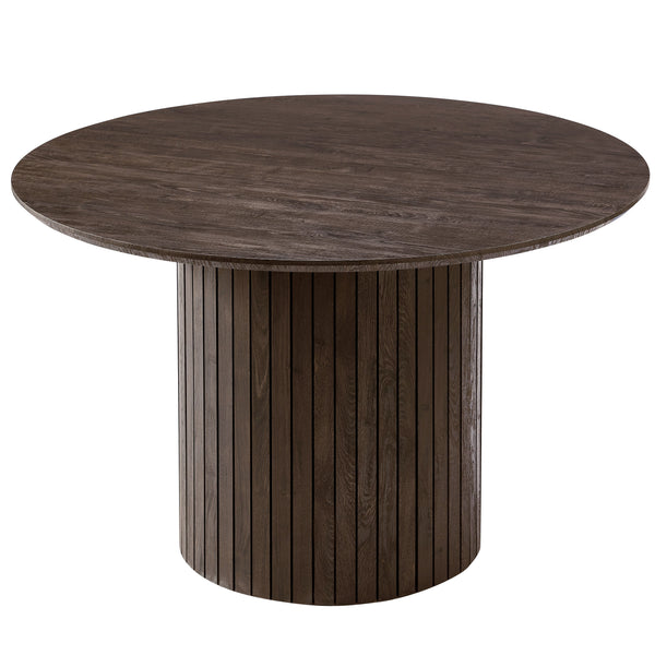 Milas ronde lamellen eettafel - Ø120 cm - Gerookt eikenhout met kolompoot