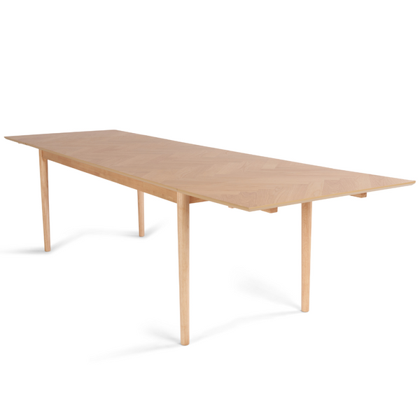 Megan visgraattafel van eikenhout, 200 cm, met 2 inlegbladen