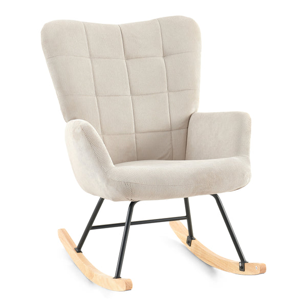 Allison schommelstoel met armleuningen - beige fluweel