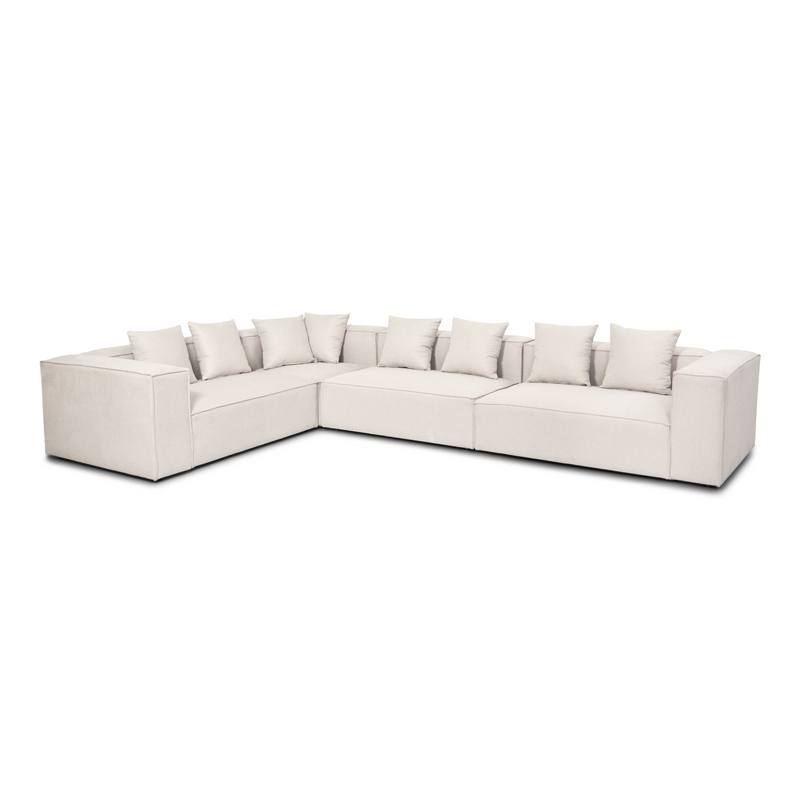 Hailey - Hoekbank, modulaire bank in beige met 4 modules, L: 368 X D: 247 X H: 65 cm