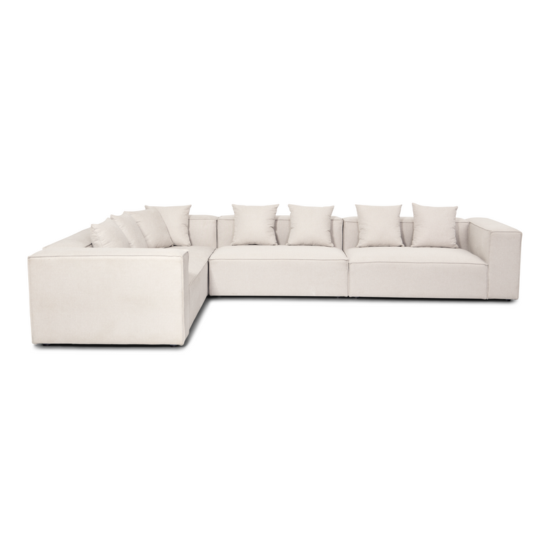 Hailey - Hoekbank, modulaire bank in beige met 4 modules, L: 368 X D: 247 X H: 65 cm