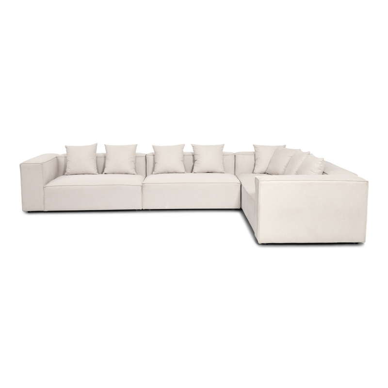 Hailey - Hoekbank, modulaire bank in beige met 4 modules, rechts L: 368 X D: 247 X H: 65 cm