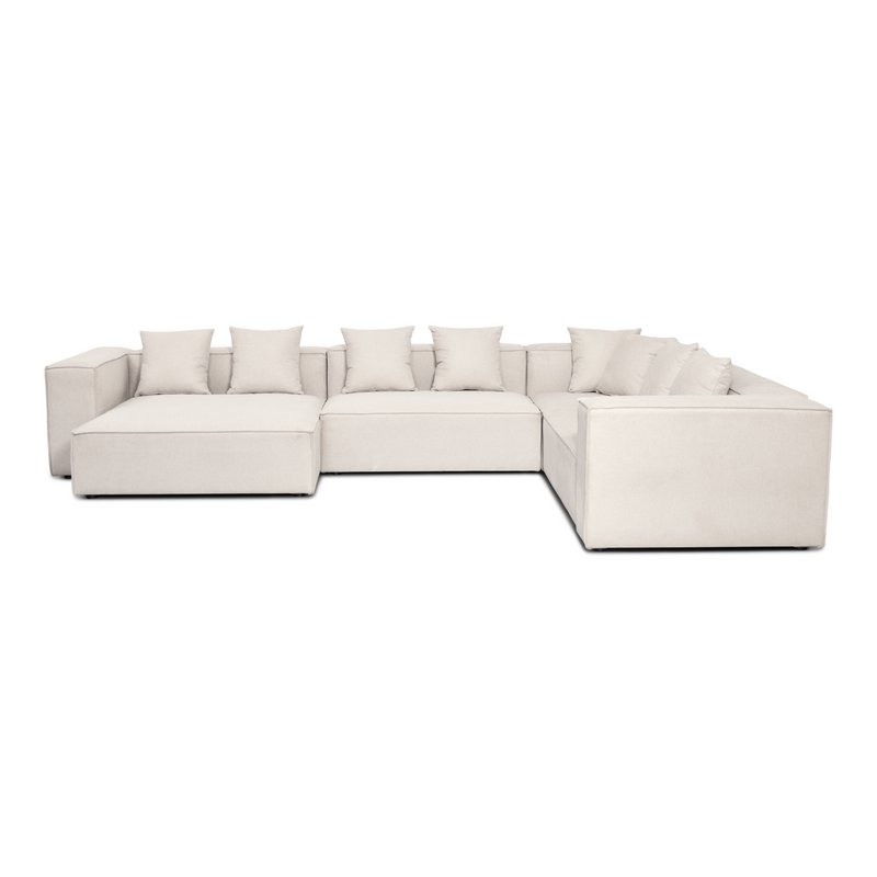 Hailey - Woonruimte, modulaire sofa in beige met 4 elementen - chaise longue, links L: 368 X D: 247 X H: 65 cm