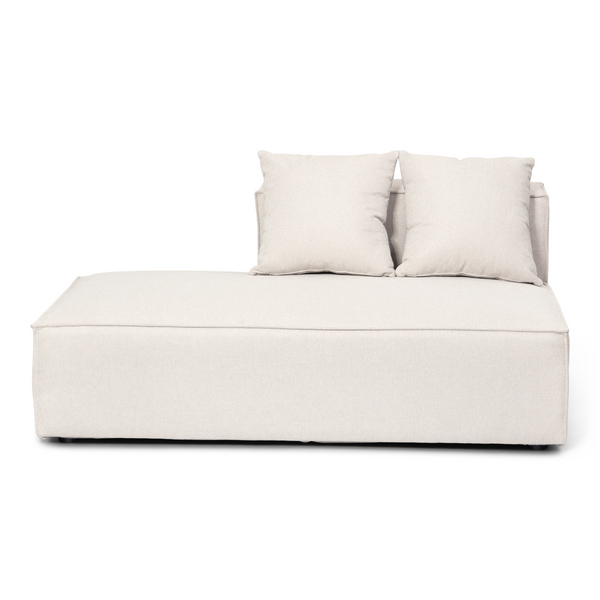 Hailey module met halve rugleuning, linksdraaiend, in beige. Afmetingen: L: 148 x D: 100 x H: 65 cm