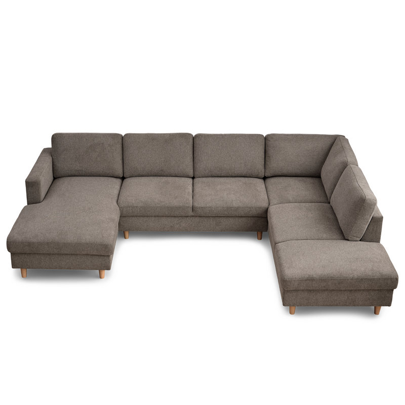Jennifer linkszijdige U-sofa in zandkleur met chaise longue - L: 300 x D: 208 x H: 82 cm