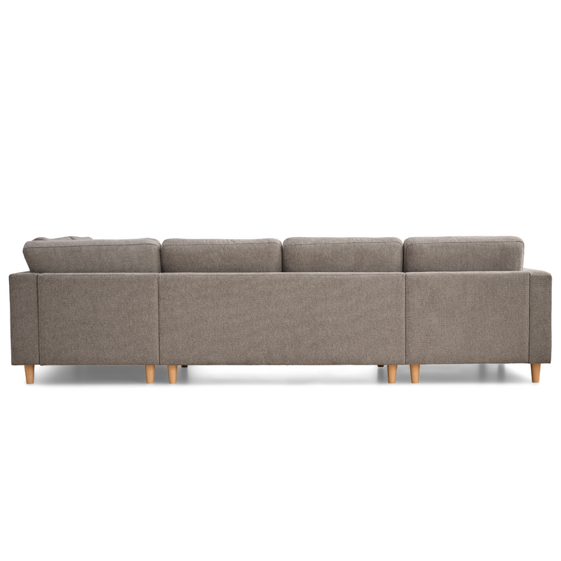 Jennifer linkszijdige U-sofa in zandkleur met chaise longue - L: 300 x D: 208 x H: 82 cm
