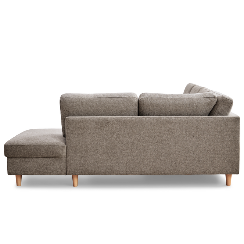 Jennifer linkszijdige U-sofa in zandkleur met chaise longue - L: 300 x D: 208 x H: 82 cm